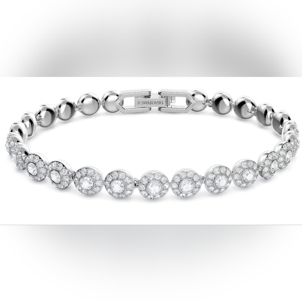 Swarovski Silver Tennis Bracelet with Crystal Elegance New With Tags - Picture 3 of 6